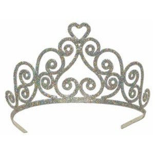 Silver Glittered Tiara with Attachable Combs