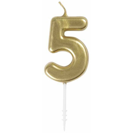 Mini Gold Number 5 Birthday Pick Candle