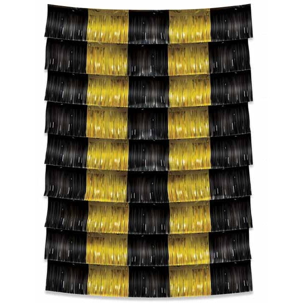 Black & Gold Fringe Backdrop, 9 Pieces