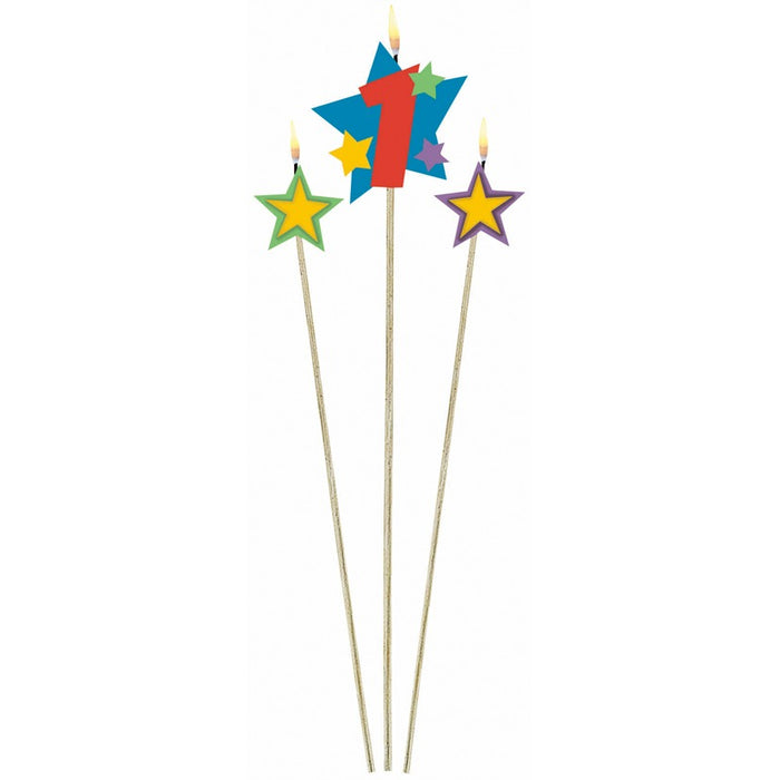 Number 1 Star Candle Stick Set, 3 Pieces