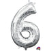 16 Inch Silver Number 6 Balloon