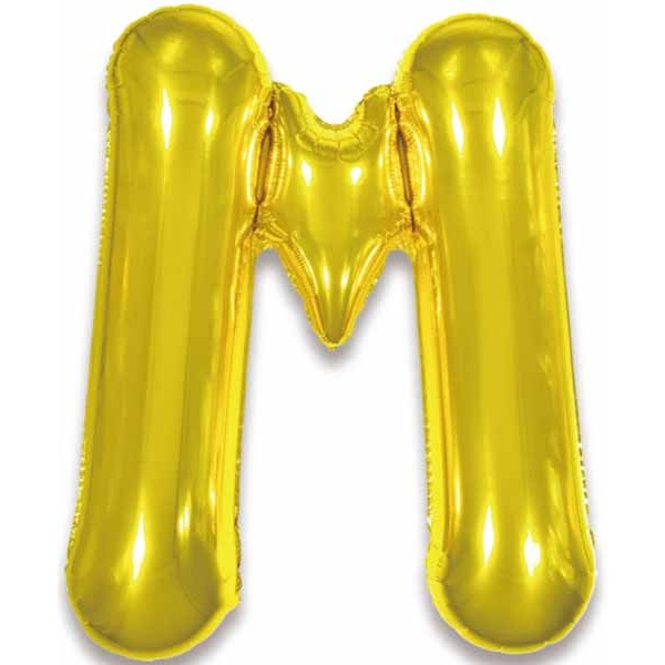 34-Inch Gold Letter M Foil Balloon