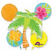 Tropical Palm Tree Summer Foil Balloon Bouquet, 5 Piece