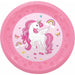 PARTY REUSE PLATES 8" 4/P UNICORN RAINB