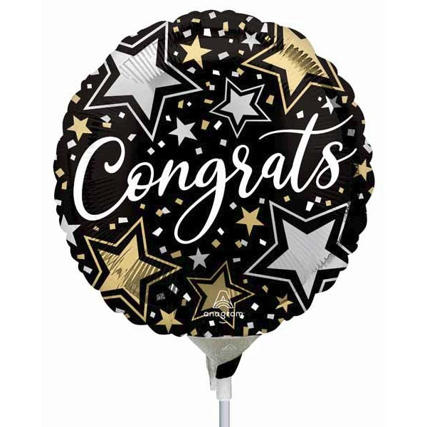 Congrats Stars 9-Inch Round Foil Balloon