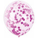 12-Inch Fuchsia Confetti Print Latex Balloons, 6-Pack