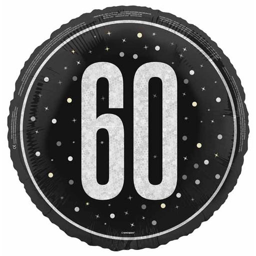 Black Glitz 60th Birthday Foil Balloon, 18 Inch