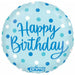 Prima Blue Dots Birthday Foil Balloon, 18 Inch Round