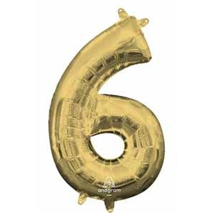 16 Inch White Gold Number 6 Balloon