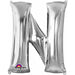 Silver Letter N Foil Balloon, 32 Inch