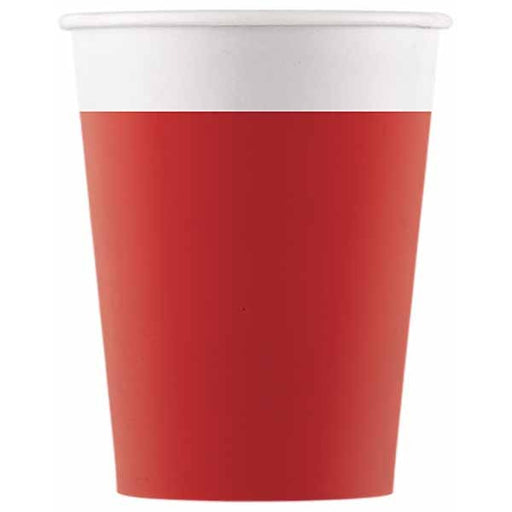 Solid Red 7 oz Paper Cups, 8 Pack