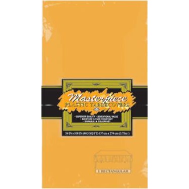Orange Plastic Table Cover, 54 x 108 Inches