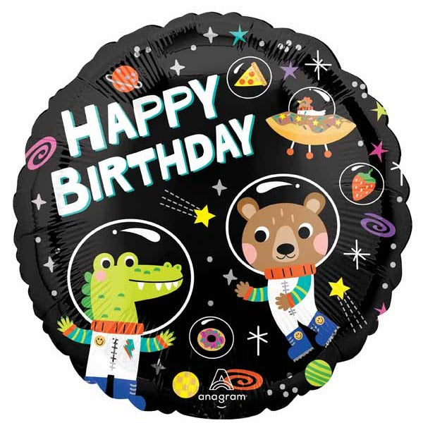 Cosmic Friends Happy Birthday 18-Inch Round Foil Balloon