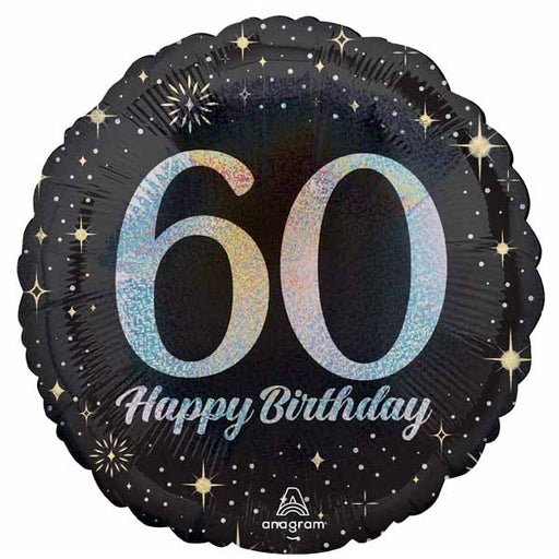 Sparkling 60th Birthday Round Foil Balloon, 18 Inch