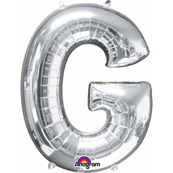 Silver Letter G Foil Balloon, 32 Inch