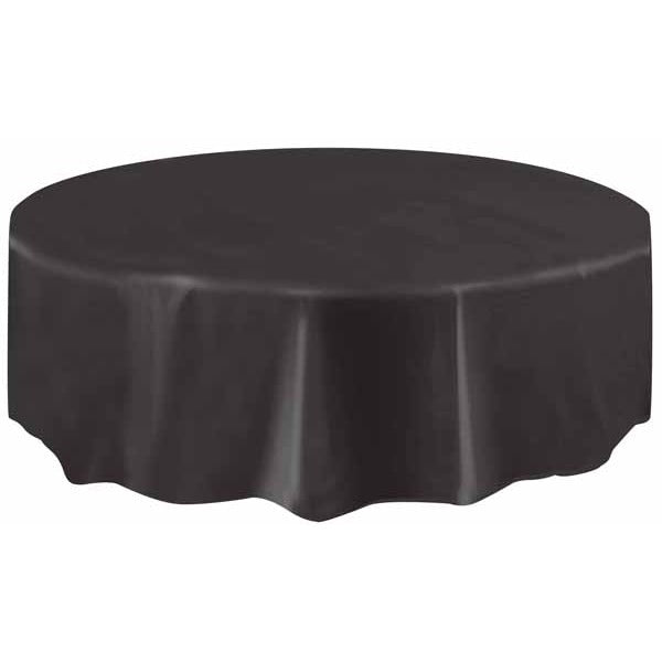 84" ROUND TABLECOVER BLACK 1PK