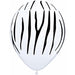 11-Inch White Zebra Stripe Latex Balloons, 50 Count