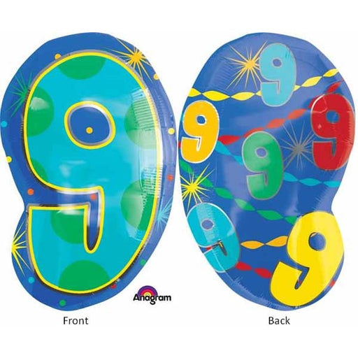 Number 9 Confetti Dots 18-Inch Shaped Balloon