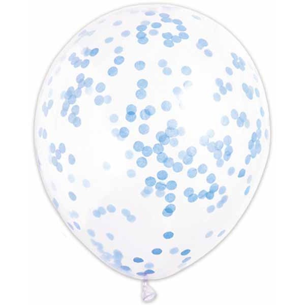 12 Inch Blue Confetti Print Latex Balloons, 4 Pack