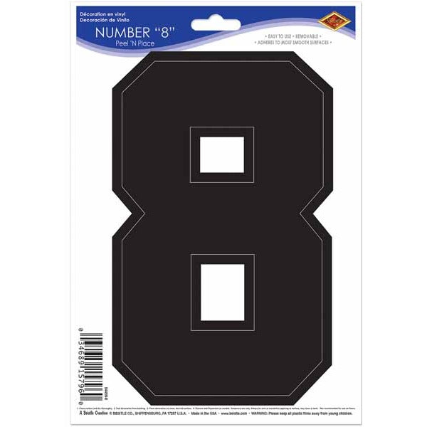 Black Number 8 Peel N Place Decoration