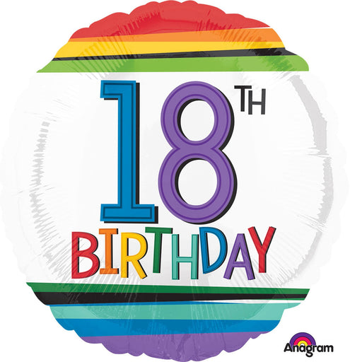 Radiant Rainbow: 18th Birthday Foil Balloon (5/Pk)