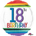 Radiant Rainbow: 18th Birthday Foil Balloon (5/Pk)