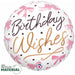 Pink Bow Birthday Wishes 9-Inch Round Foil Balloon