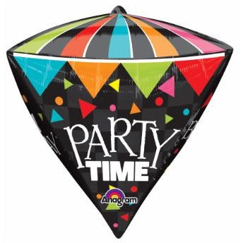 Party Time Happy Birthday Diamondz Foil Balloon, 17 Inch