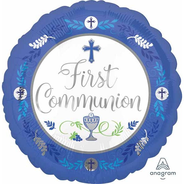 Communion Day Boy 18-Inch Round Foil Balloon