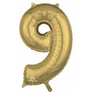 26-Inch White Gold Number 9 Balloon