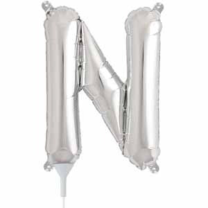16-Inch Silver Letter N Balloon