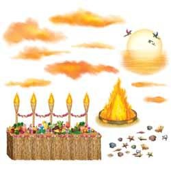 Accessoires de scène pour coucher de soleil Luau, 29 pièces