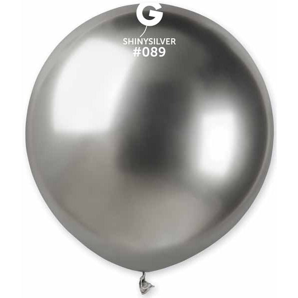Gemar 19" Shiny Silver #089 Latex Balloons, 25 Count