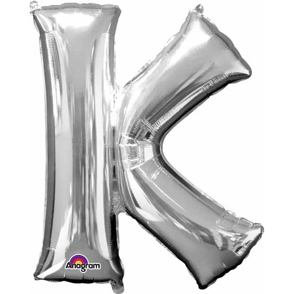 16-Inch Silver Letter K Foil Balloon