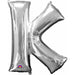 Silver Letter K Foil Balloon, 34 Inch