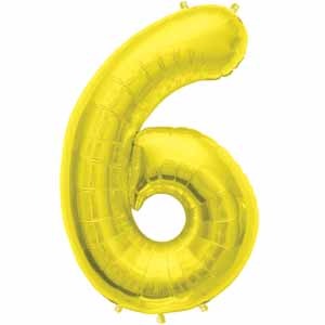 34-Inch Gold Number 6 Balloon