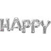 Silver HAPPY Block Phrase Foil Balloon, 30 Inch