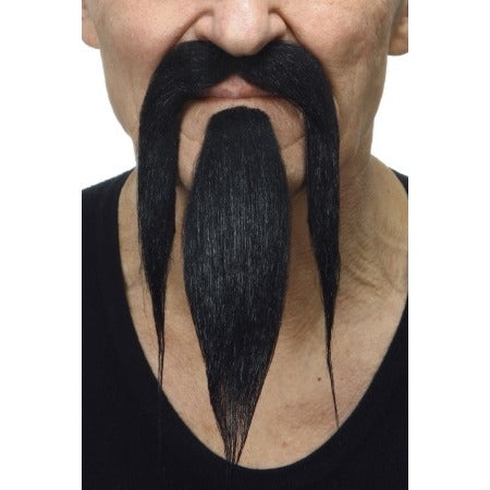 Black Shaolin Costume Moustache and Beard Set
