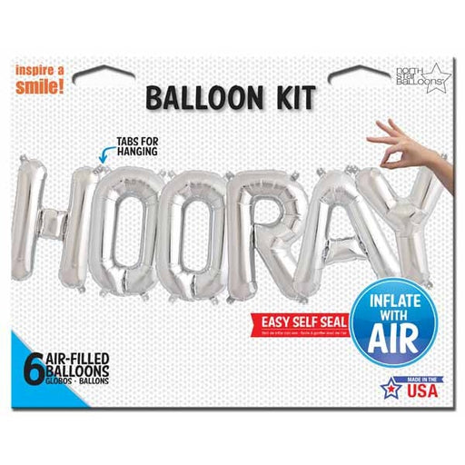 16-Inch Silver HOORAY Letter Balloon Kit