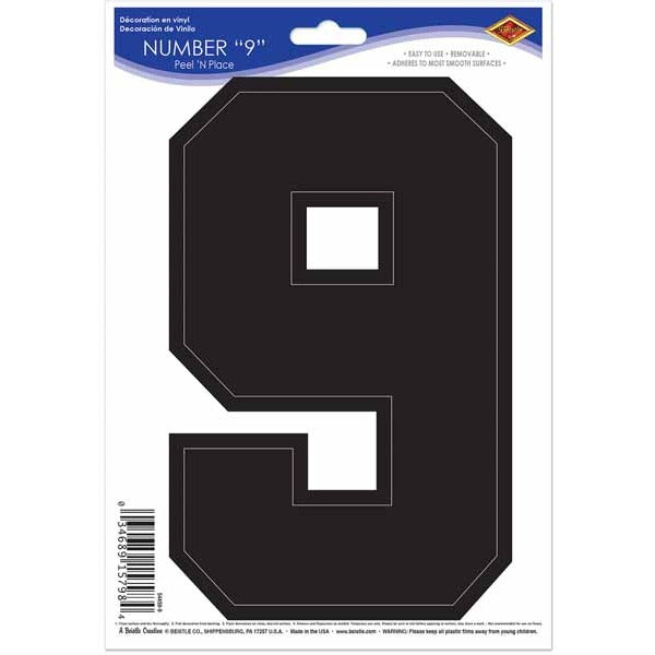 Black Number 9 Peel N Place Decoration
