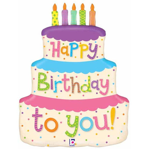 Happy Birthday Cake Shaped Foil Balloon, 23 Inch