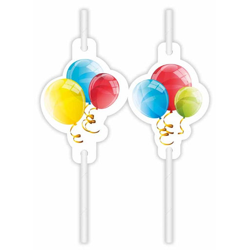 Sparkling Balloons Medallion Paper Straws, 4 Pack