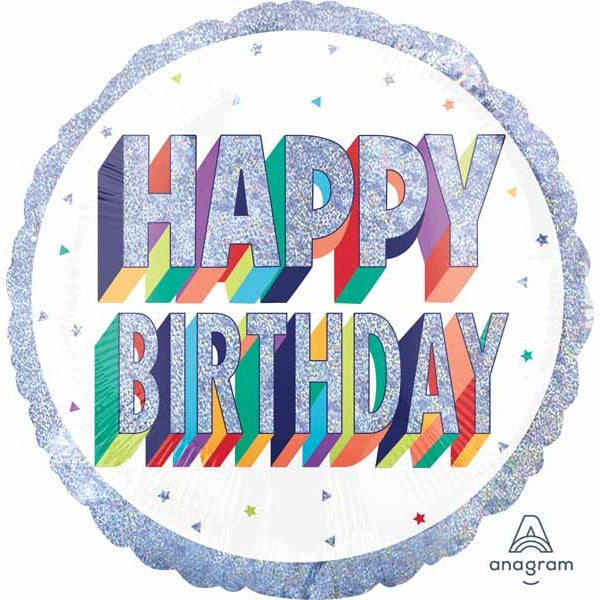Here's to Your Birthday 18" Round Holographic Foil Balloon