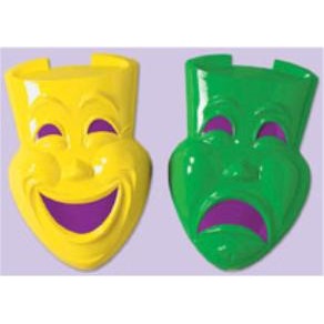 21-Inch Plastic Comedy and Tragedy Faces Decoration