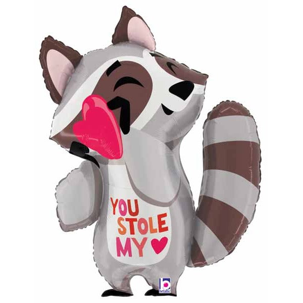 Stole Heart Raccoon 32-Inch Shaped Foil Balloon