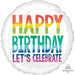 Rainbow Wishes Happy Birthday 18-Inch Round Foil Balloon
