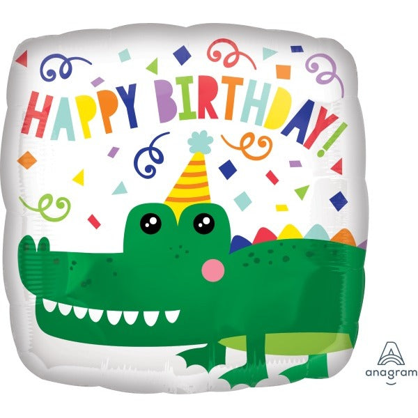 Gator Happy Birthday 18-Inch Square Foil Balloon