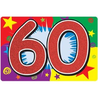 Glittered Number 60 Sign, 10 x 15 Inches