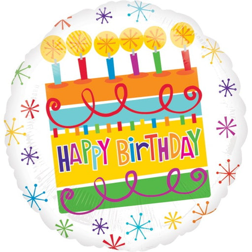 18-Inch Happy Birthday Cake Foil Balloon