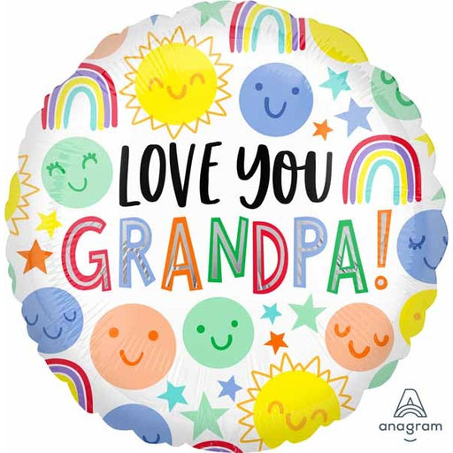 Love U Grandpa Happy Faces 18-Inch Round Foil Balloon